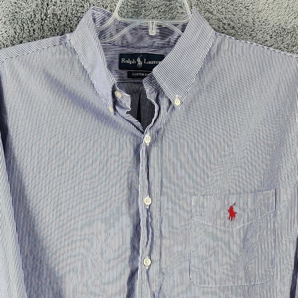 Polo Ralph Lauren‎ Shirt Mens XXL Purple Stripe Custom Button Down Red Pony Logo